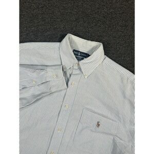 Ralph Lauren Shirt Men's Medium White Blue Striped Oxford Button Down Dress
